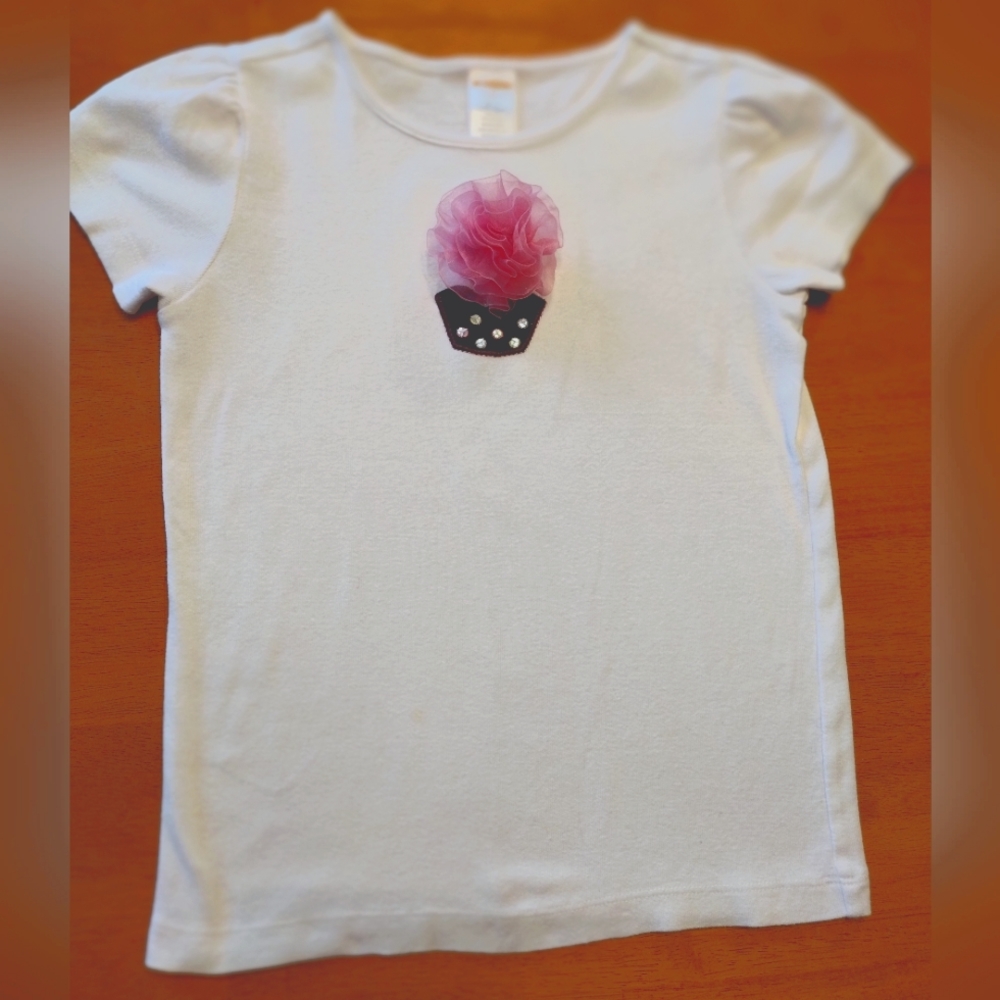 Gymboree outlet 3D pink tulle cupcake s/s Birthday girl top Size 7